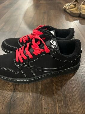 Nike Air Men's rare Travis Scott Black Sneakers with Red Laces
